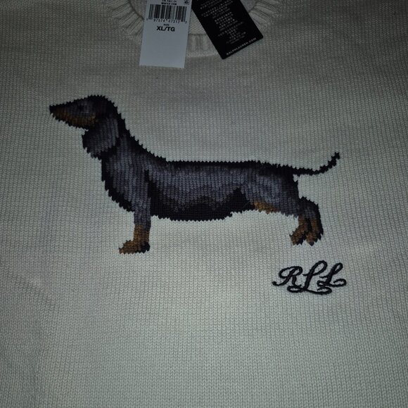 NWT Ralph Lauren Cropped Dachshund Cotton Sweater (XL) - Picture 6 of 9